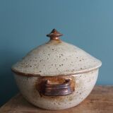 Soup tureen, vegetable dish in Puisaye stoneware signed by Jean-Pierre Prud’homme.