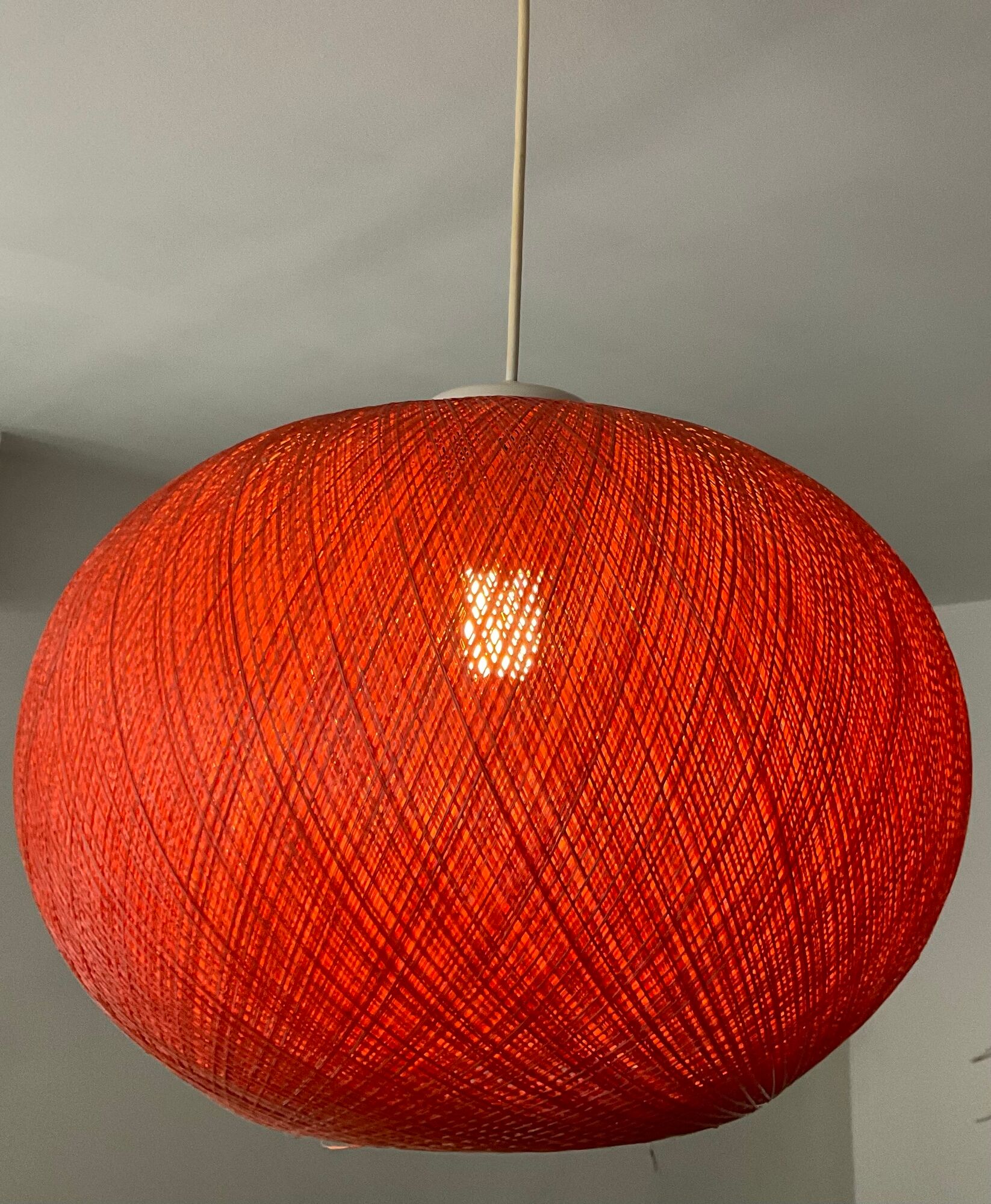Vintage pendant lamp nylon thread ball 60s-70s