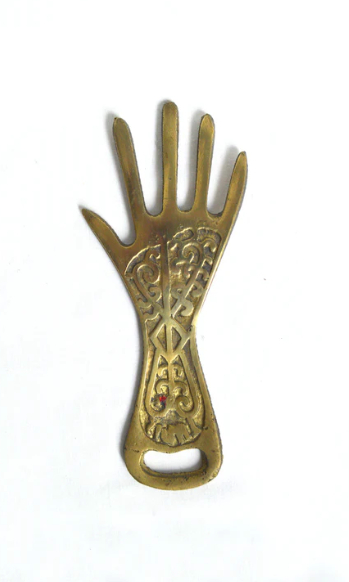 Brass hand bottle opener