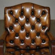 Restored leather captain's Chesterfield chair