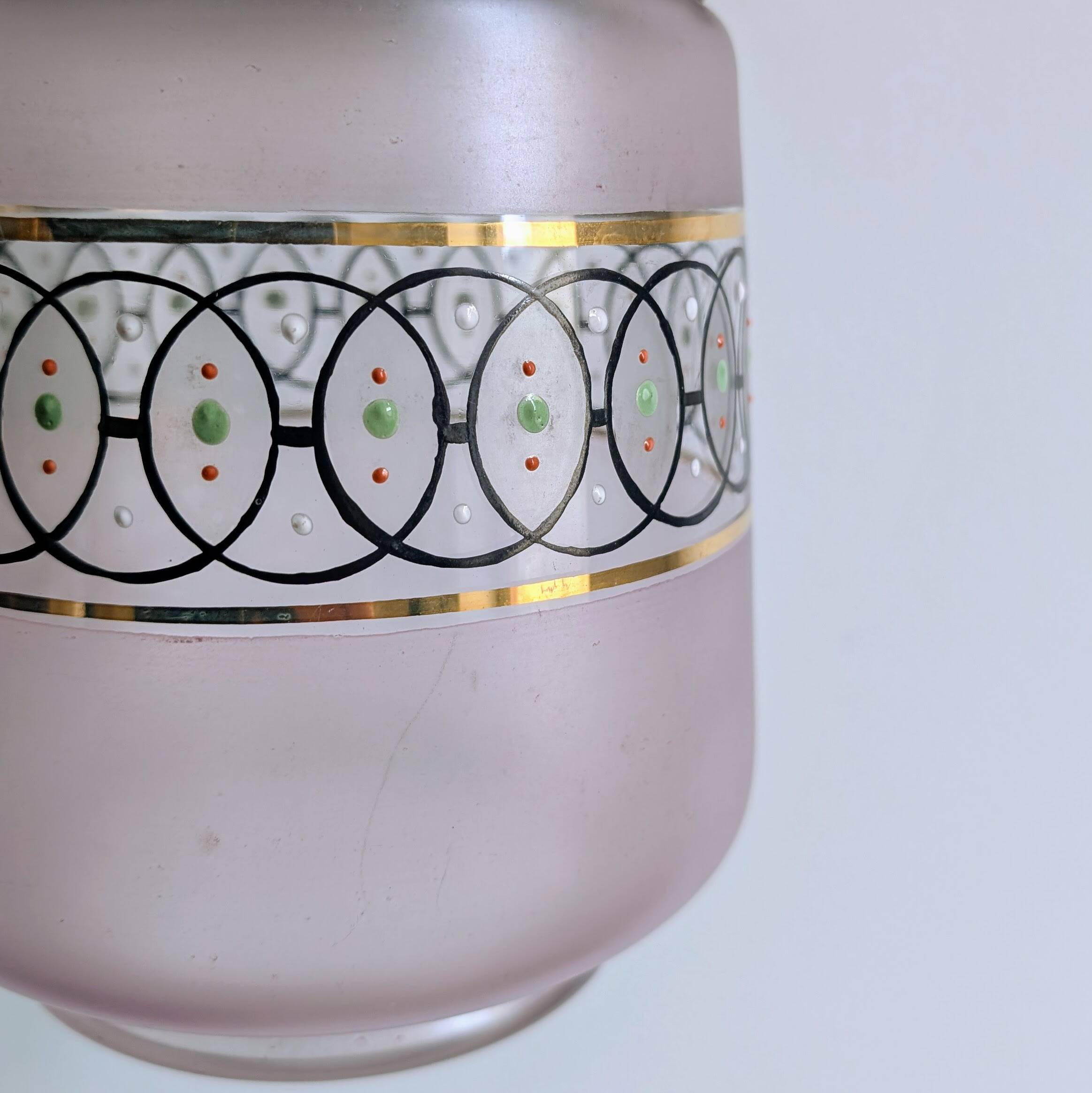 Antique glass bonbonnière in frosted violet with metal mount – Art Nouveau style