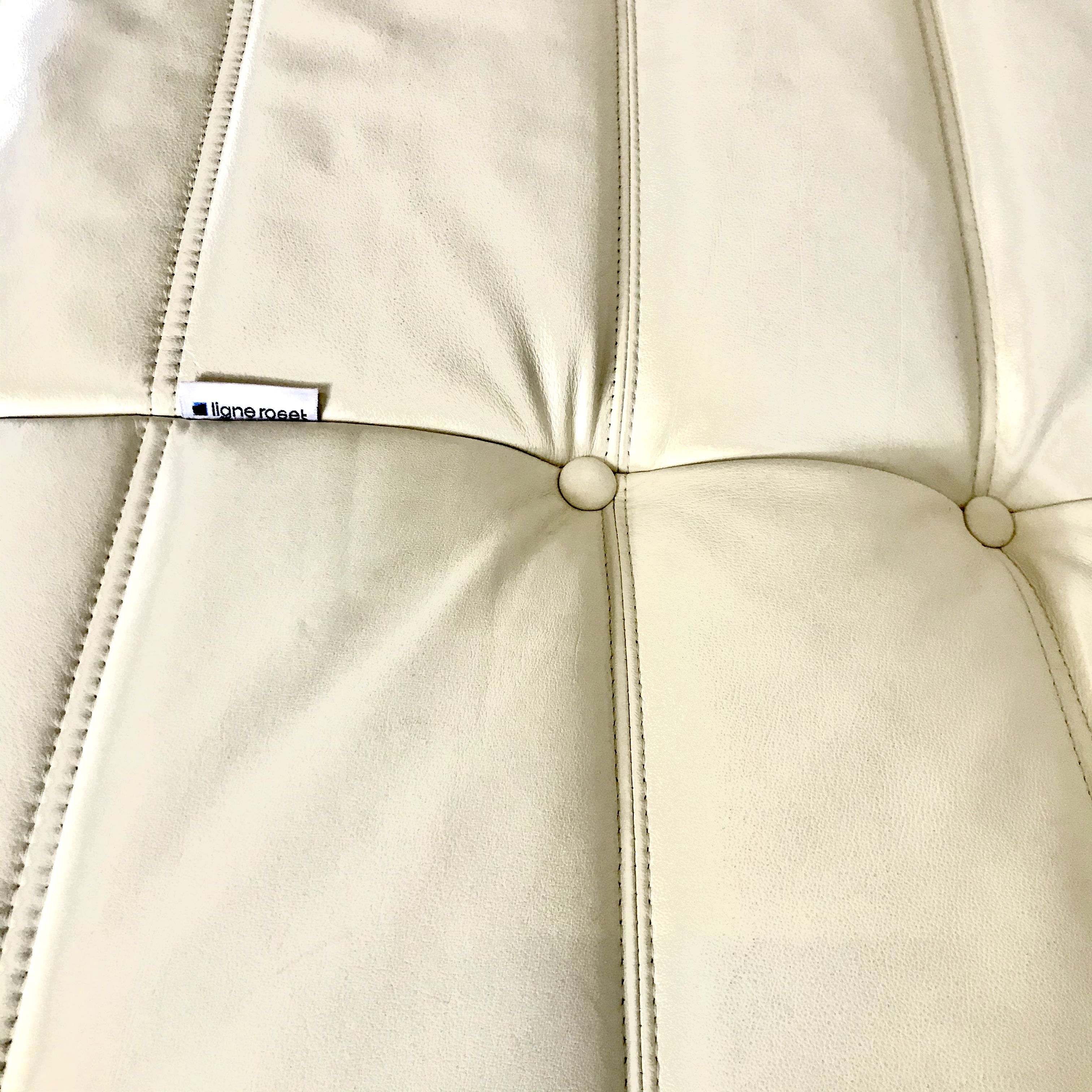 Togo sofa in beige leather by Michel Ducaroy for Ligne Roset, 1986
