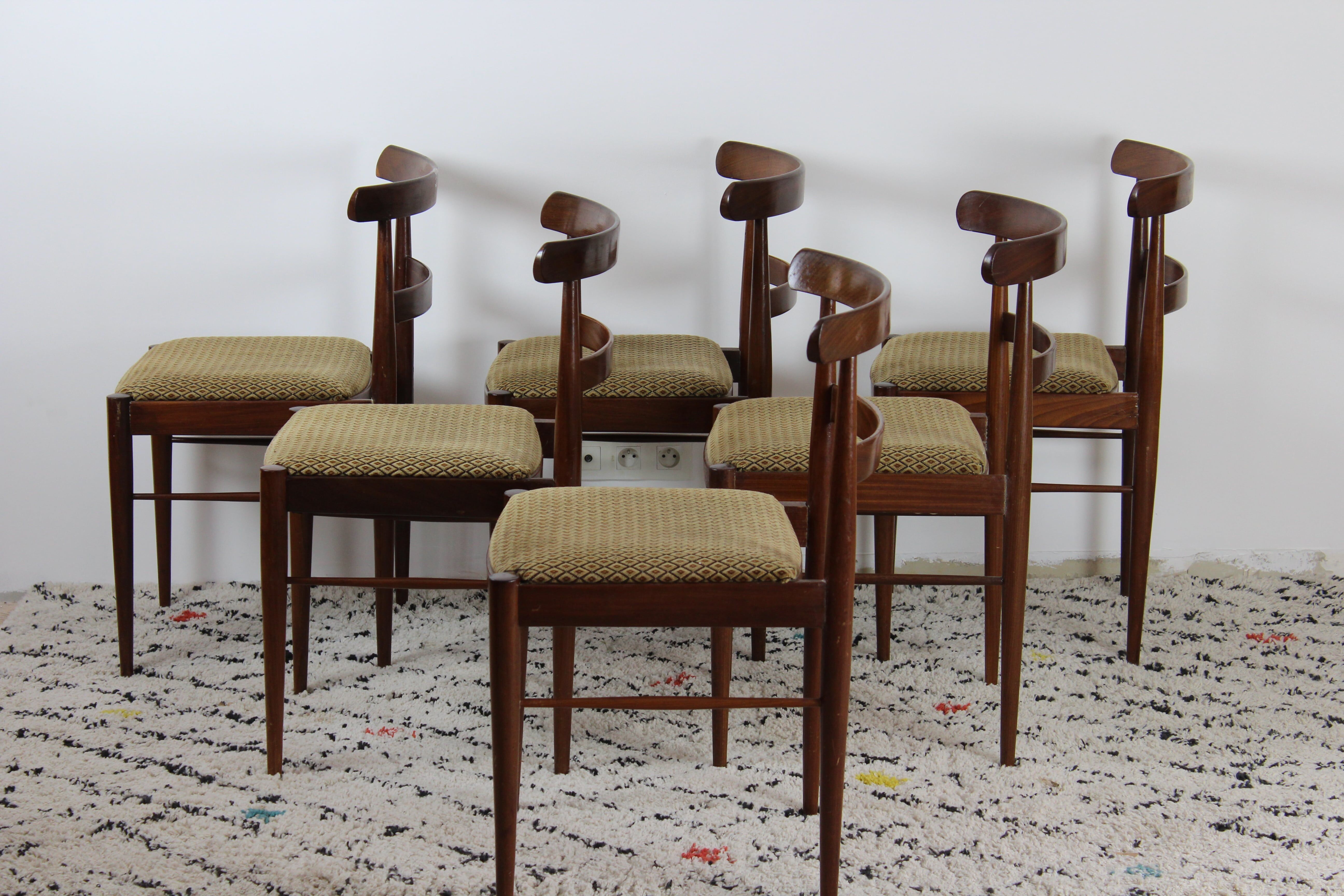 Ensemble de 6 chaises scandinaves vintage