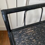Black service in wood and rattan 70s