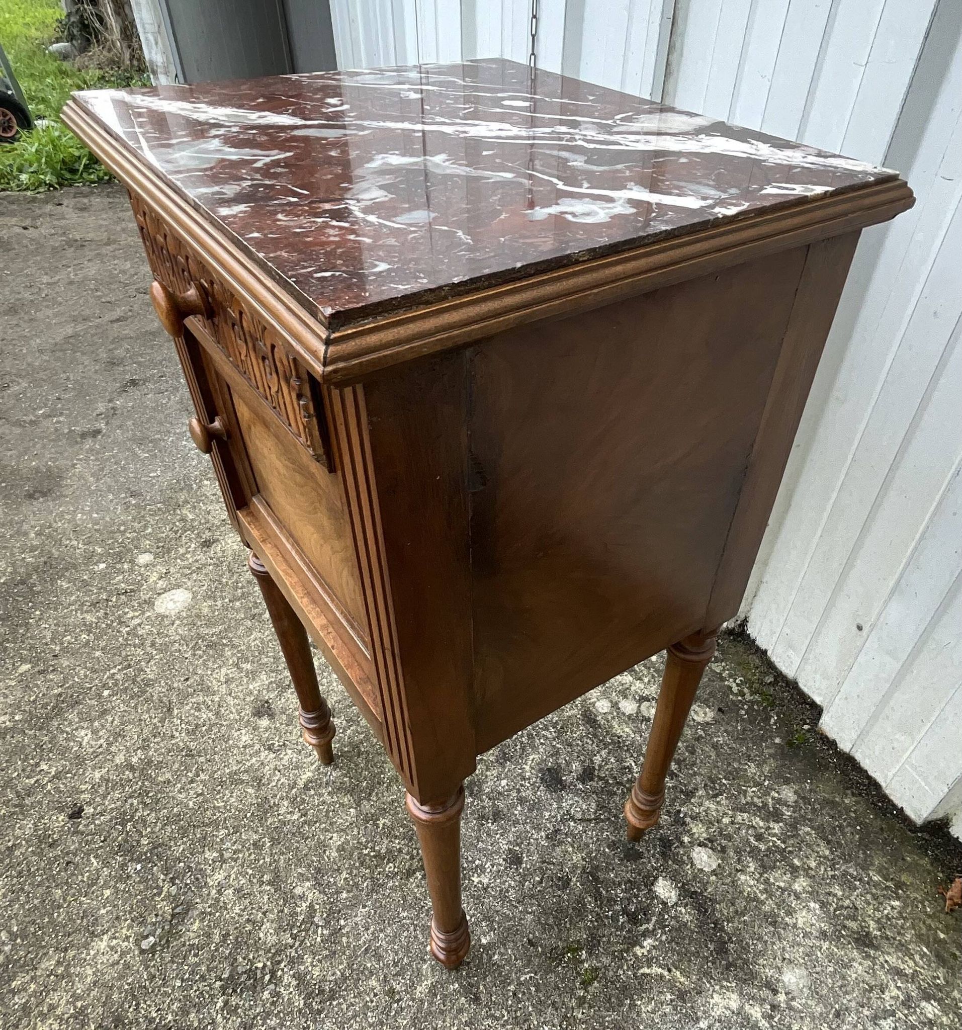 Louis XVI Style Walnut Bedside Table – Early 20th Century