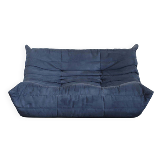 Ligne Roset two-seater blue Togo sofa by Michel Ducaroy