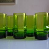 Lot de 6 verres vert vintage 1970 années 70