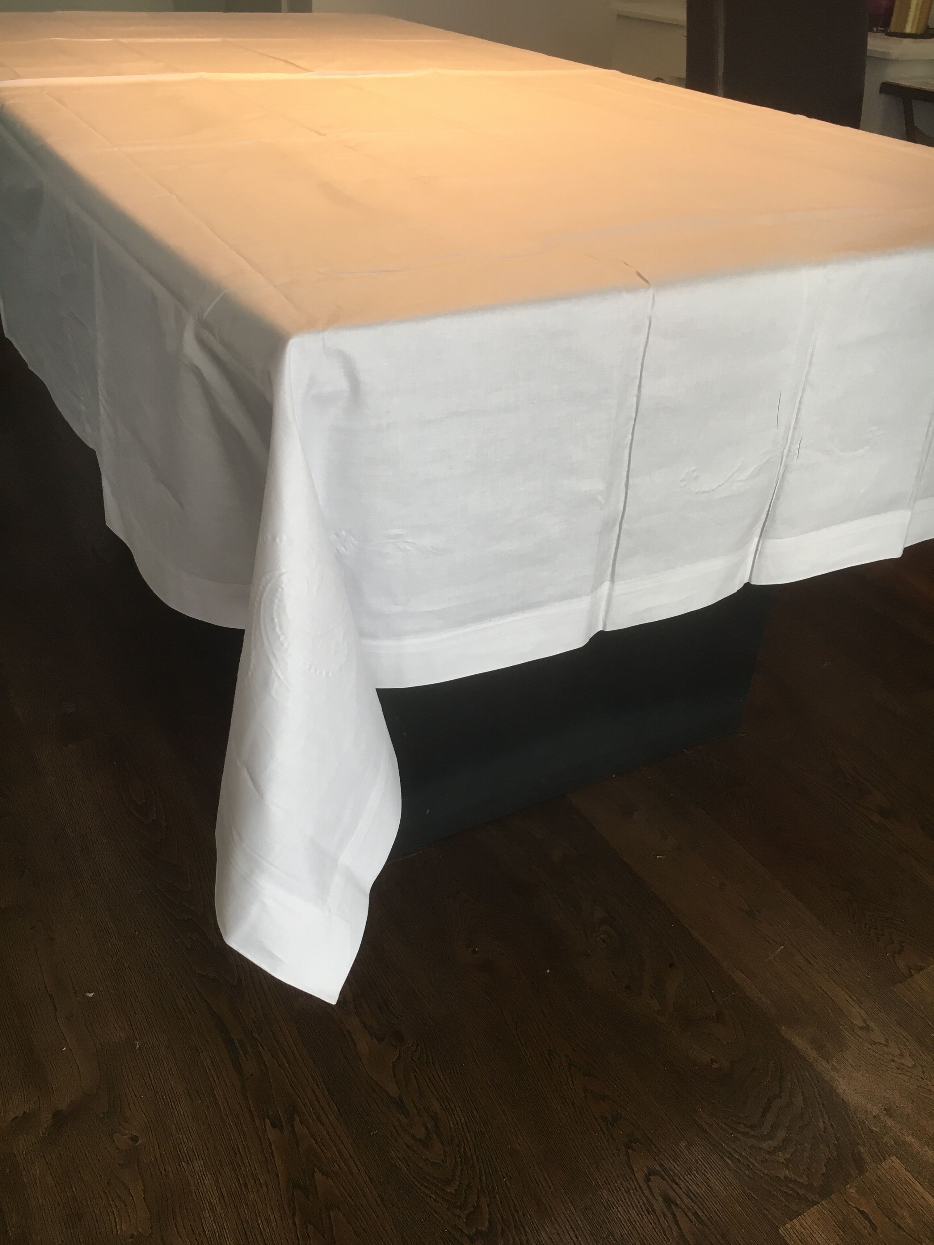Linen white tablecloth and cotton
