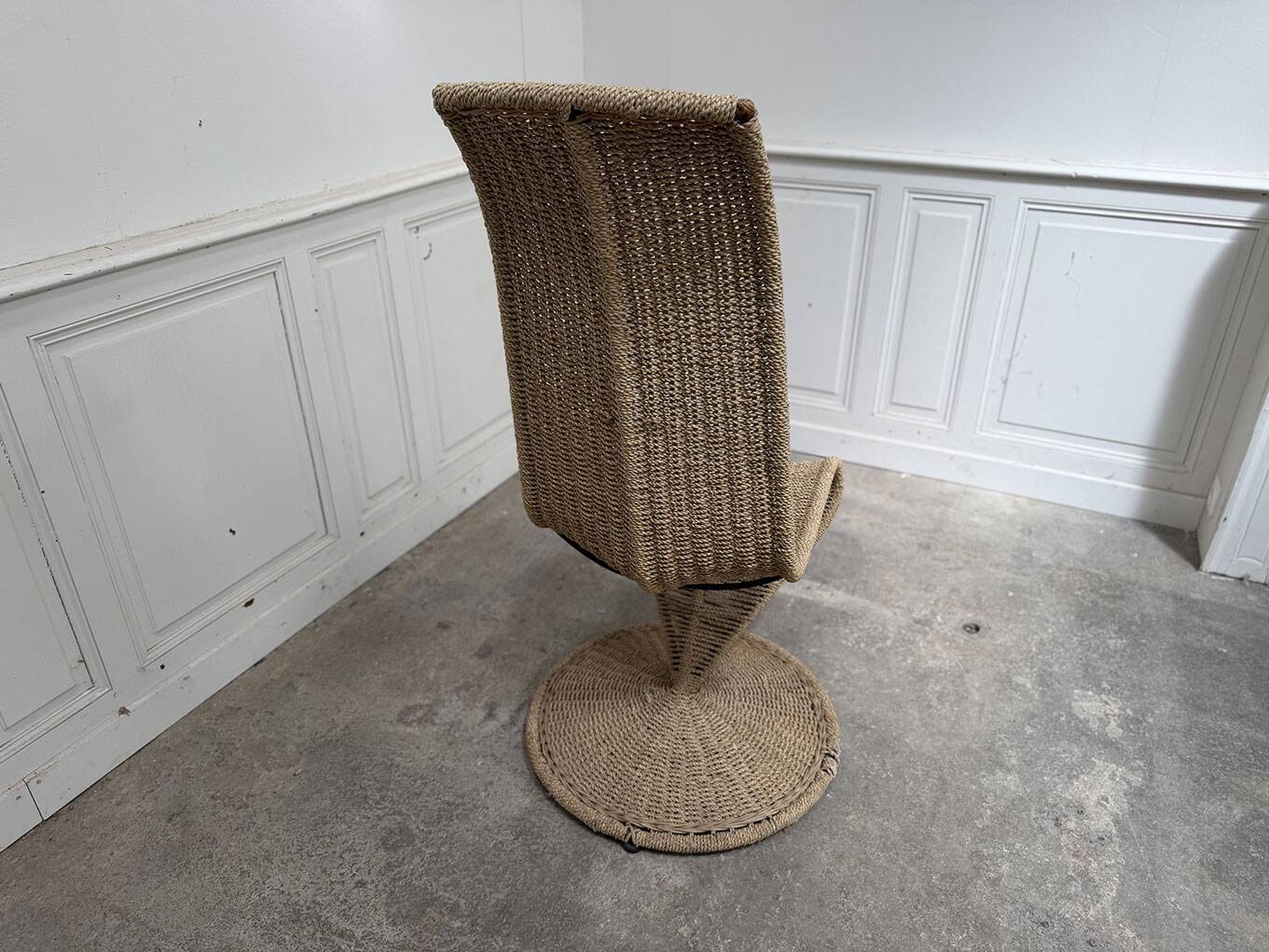 Fauteuil rotin et corde vintage
