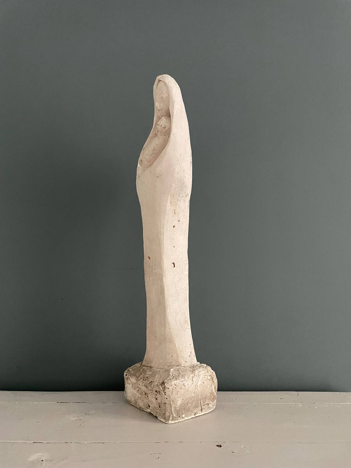 Virgin and child plaster sculpture