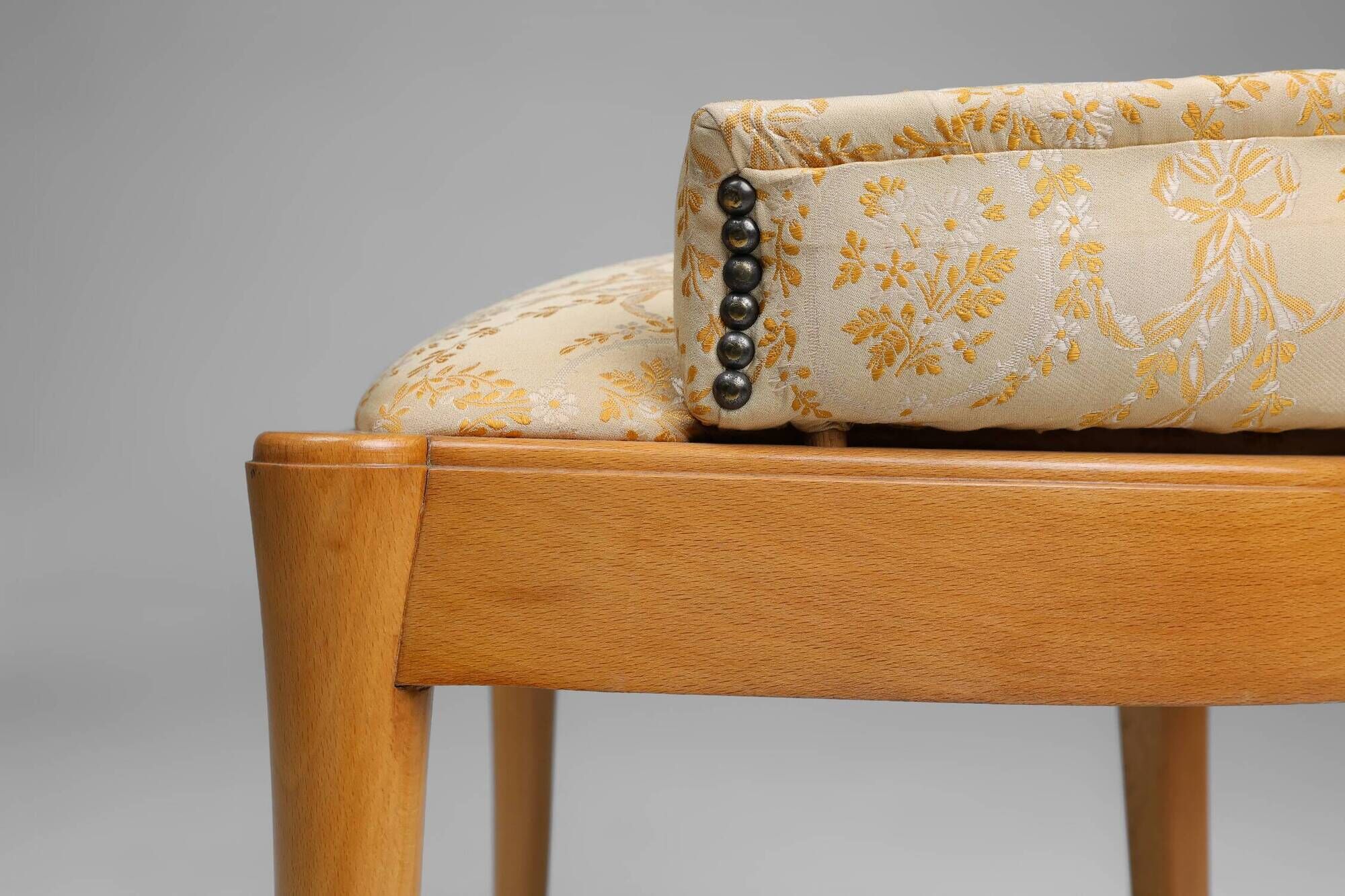 French 1940s Art Nouveau side chair in beech wood with low back