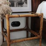 Vintage smoked glass bamboo table