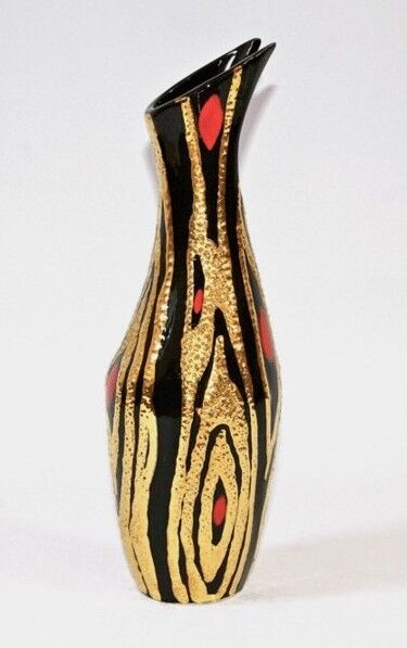 1950s black and gold vase