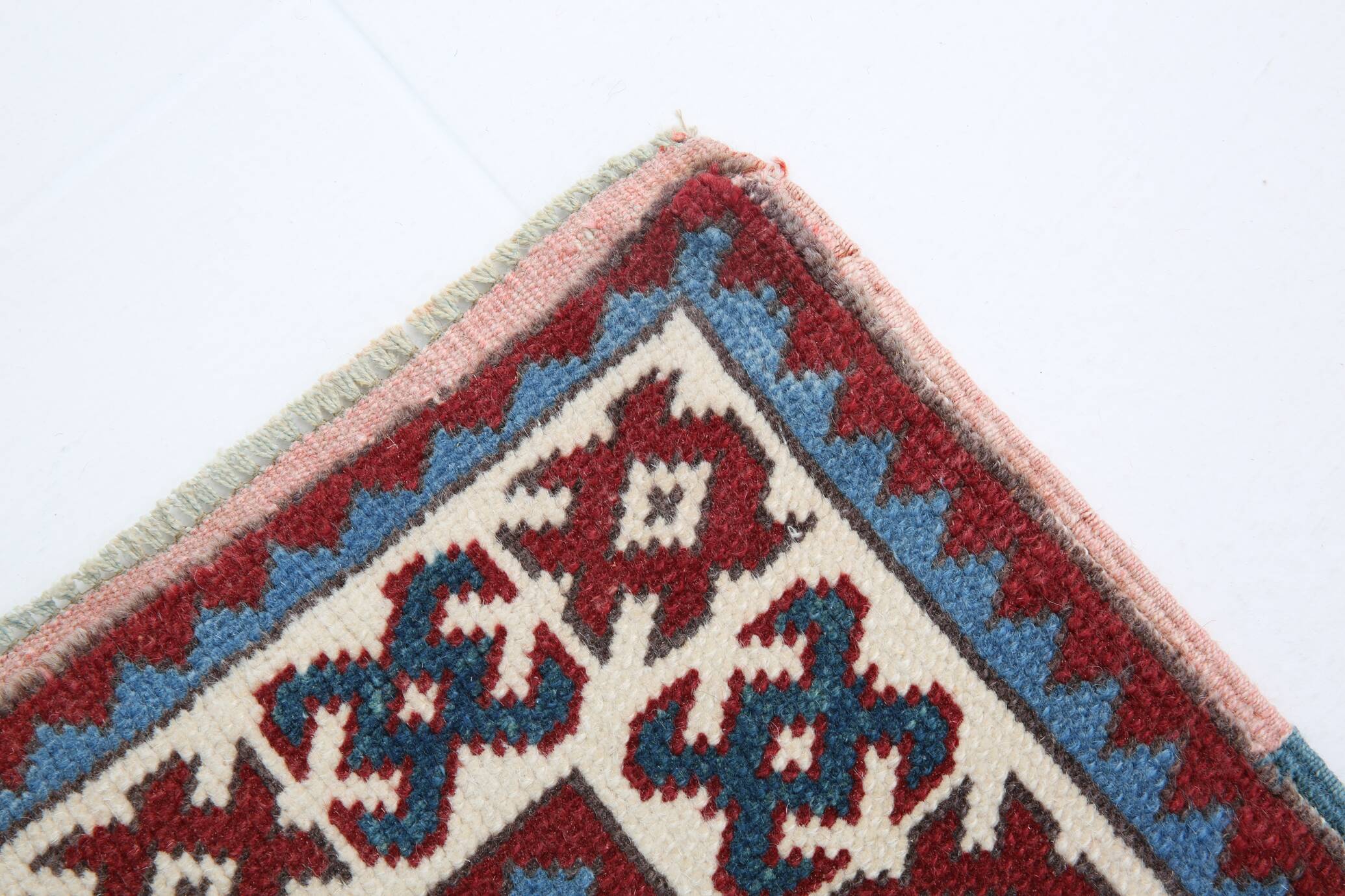 Pink & Blue Long Turkish Vintage Runner Rug, 80x398Cm