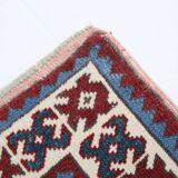Pink & Blue Long Turkish Vintage Runner Rug, 80x398Cm