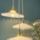 Vintage triple suspension lampshade in white opaline.