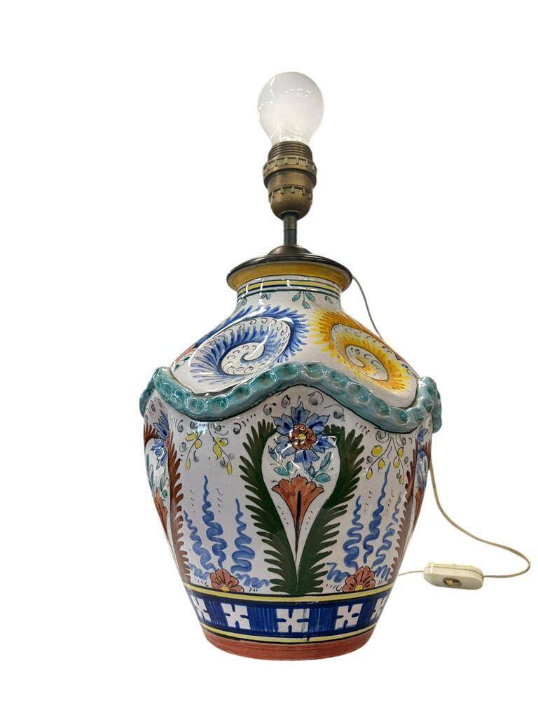 Vintage table lamp in Italian ceramic / Faience lamp