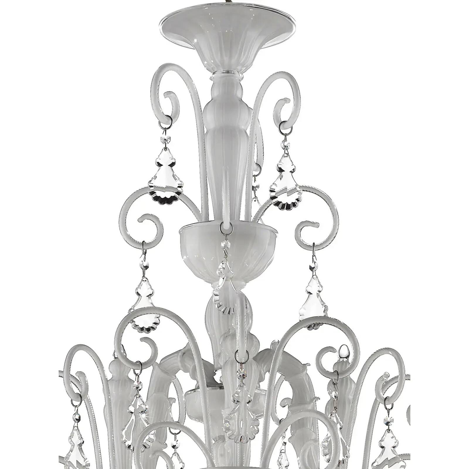 Handcrafted Modern White Ca’ Rezzonico Chandelier With Curled Murano Glass