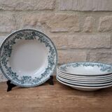 Ensemble de 9 anciennes assiettes plates modèle Guadeloupe Saint Amand