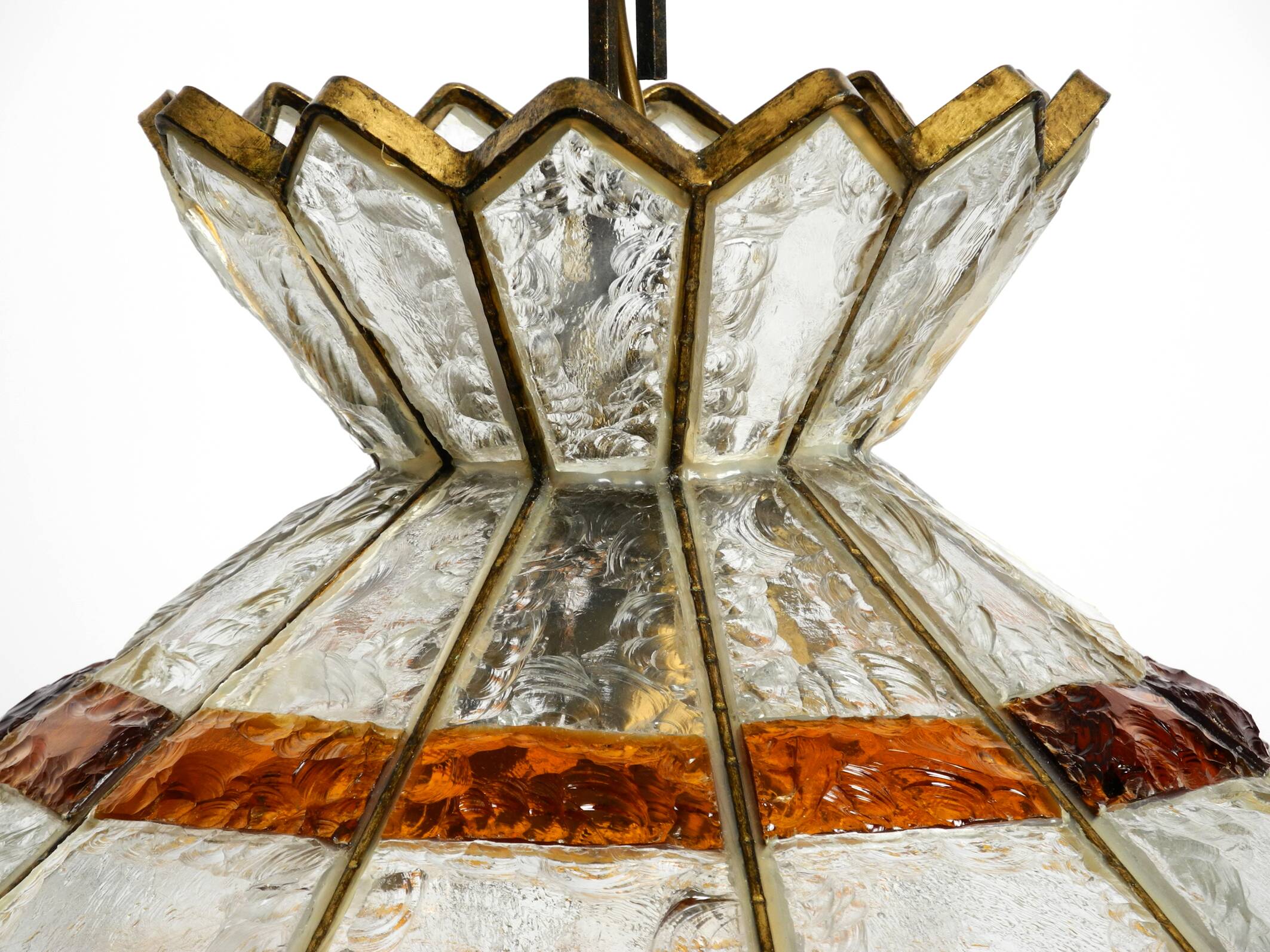 Beautiful large heavy 1960s Italian PoliArte glass ceiling lamp | Ø 52cm