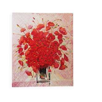 Michel Henry : Bouquet de coquelicots, sérigraphie originale signée