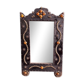 Antique wooden studded mirror