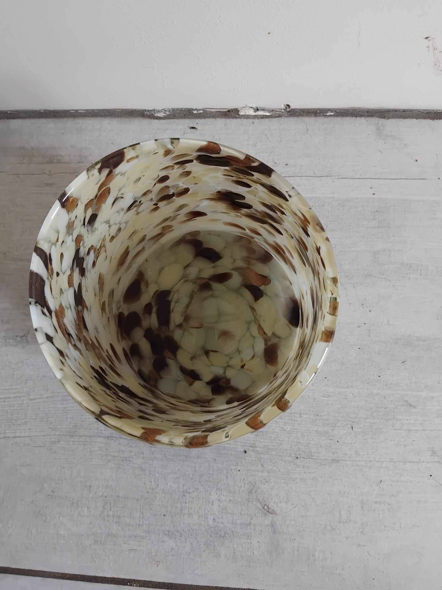 Murano multi-layered scroll vase with gold inclusion