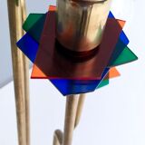 Brass, varnished metal and plexiglas floor lamp "alberelli" by c. la gaipa, 2020