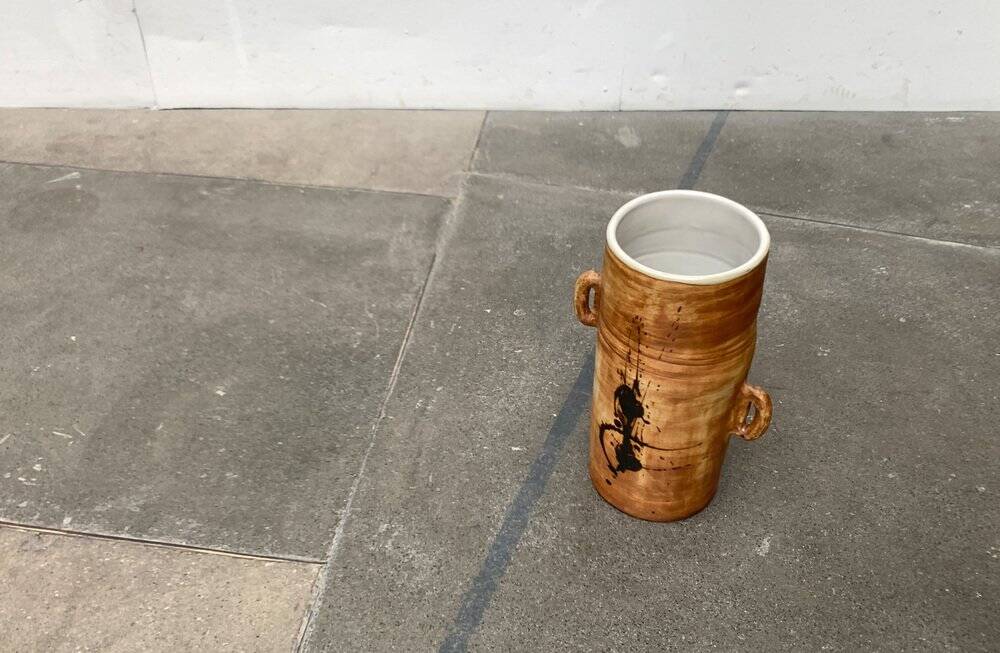 Brutalist mid-century studio pottery vase from La Poterie De La Colombe, 1960s.