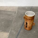 Brutalist mid-century studio pottery vase from La Poterie De La Colombe, 1960s.