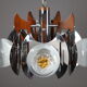 Mazzega chandelier in murano glass, chrome and wood, 1970's