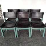 6X Vintage Dining Table Chairs