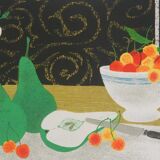 Yves Ganne: Still Life with Pears, original signed lithograph