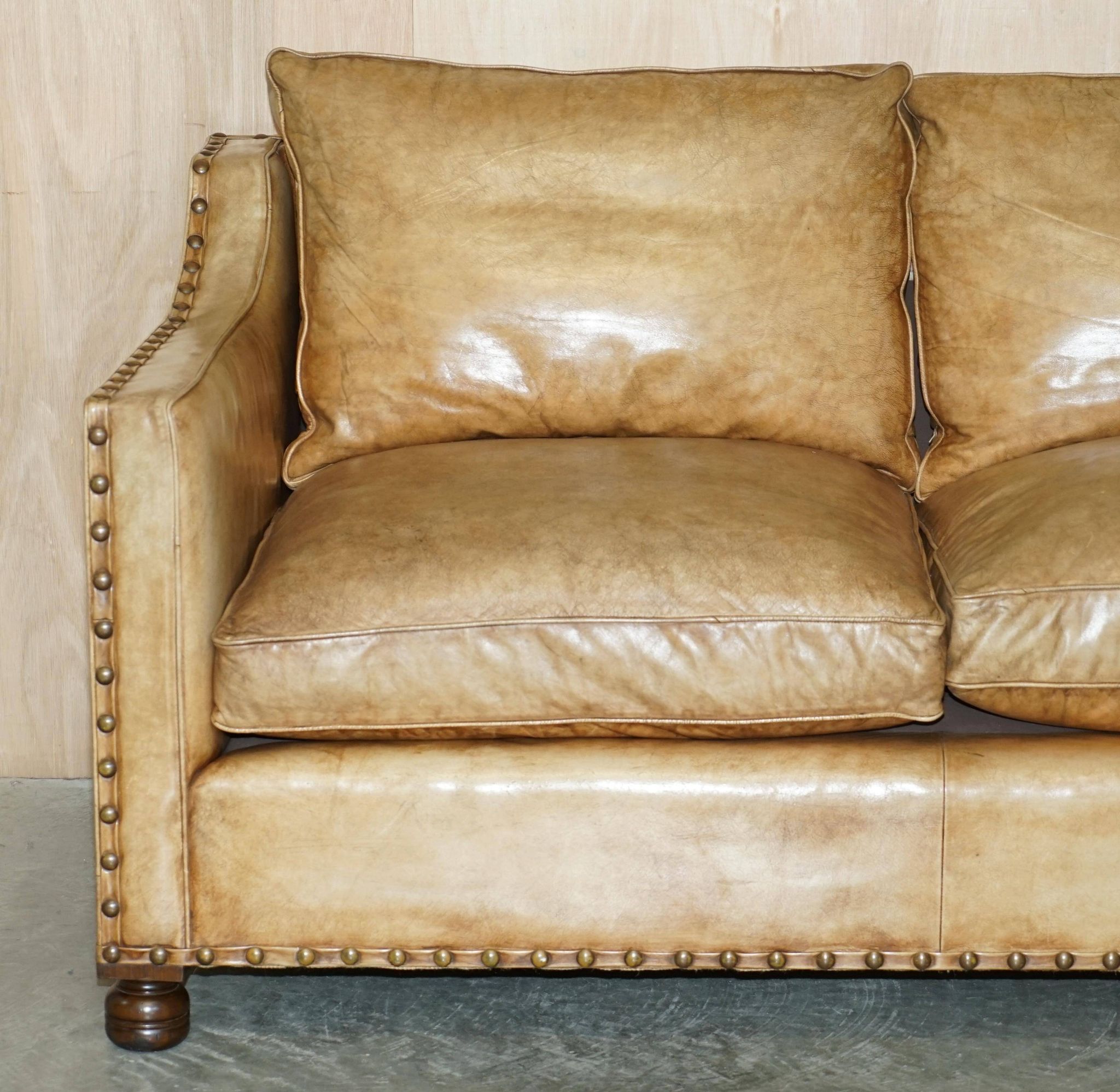 Edwardian Style Leather Two-Seater Sofa with Studs