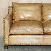 Edwardian Style Leather Two-Seater Sofa with Studs
