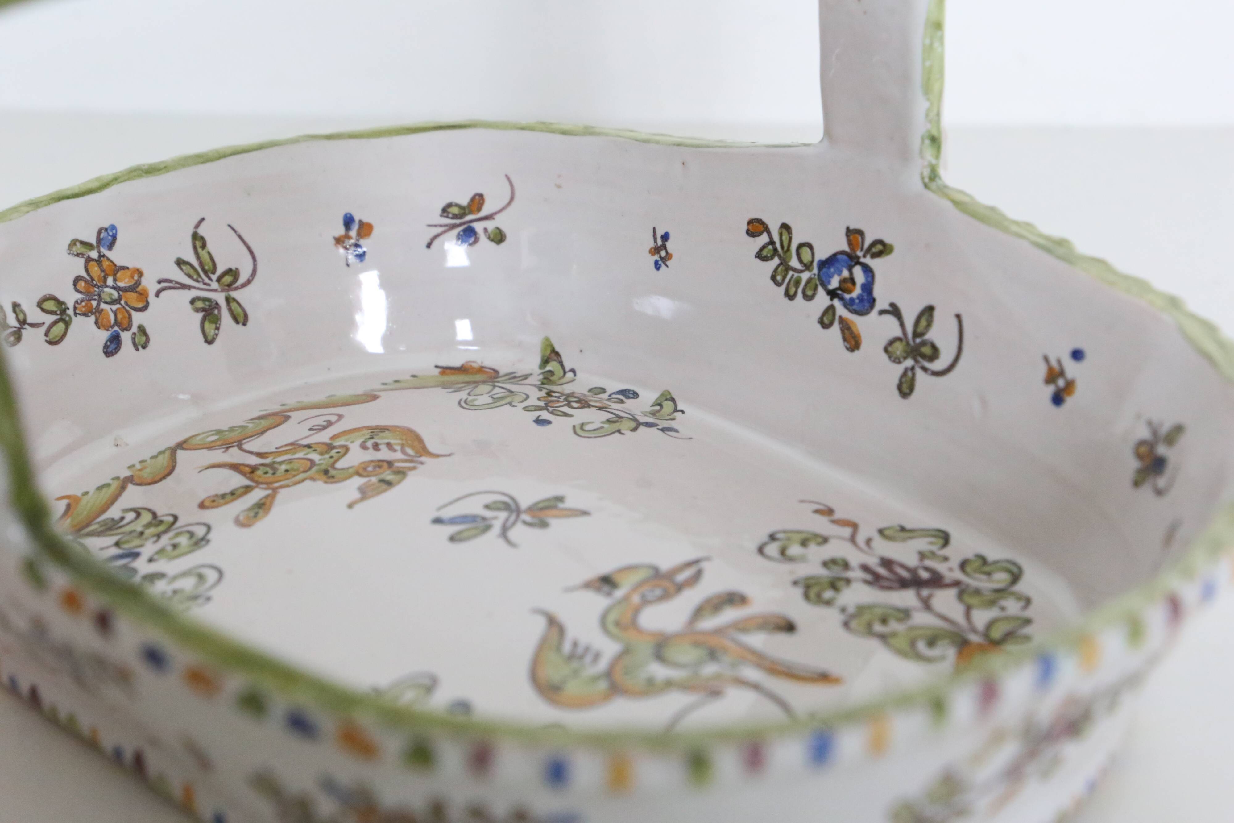 Ceramic basket of Martres Tolosane, hand painted