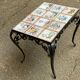 1960s ceramic coffee table, black and beige steel