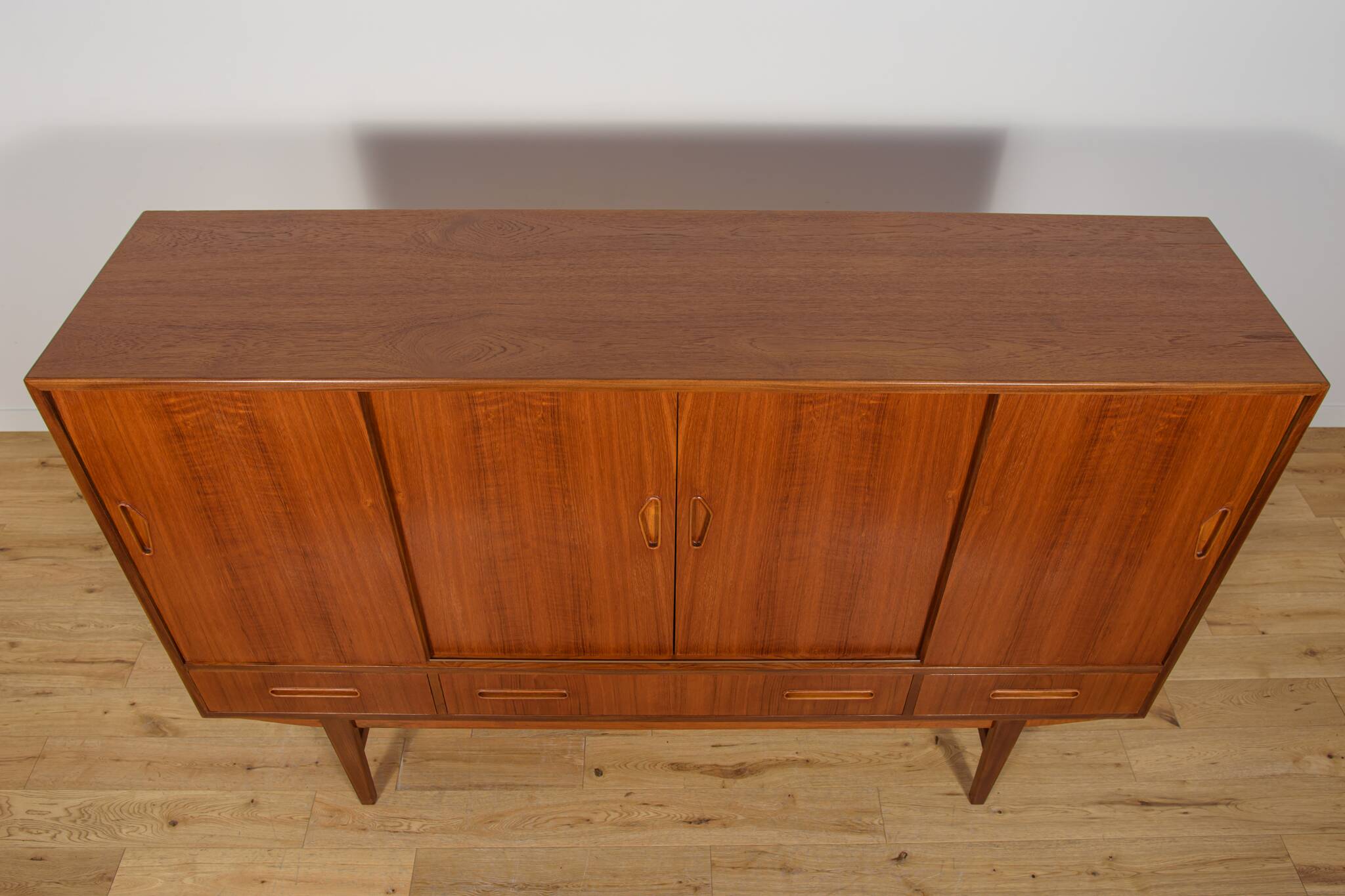 Mid-Century Teak High Sideboard, Denmark, 1960s