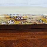 Commode marquetry style transition curved feet with marble top