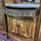 Art Deco buffet in mahogany, oak, and marble top.