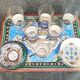 Antique tea service, Persian work, Baccarat crystal, enamels on copper