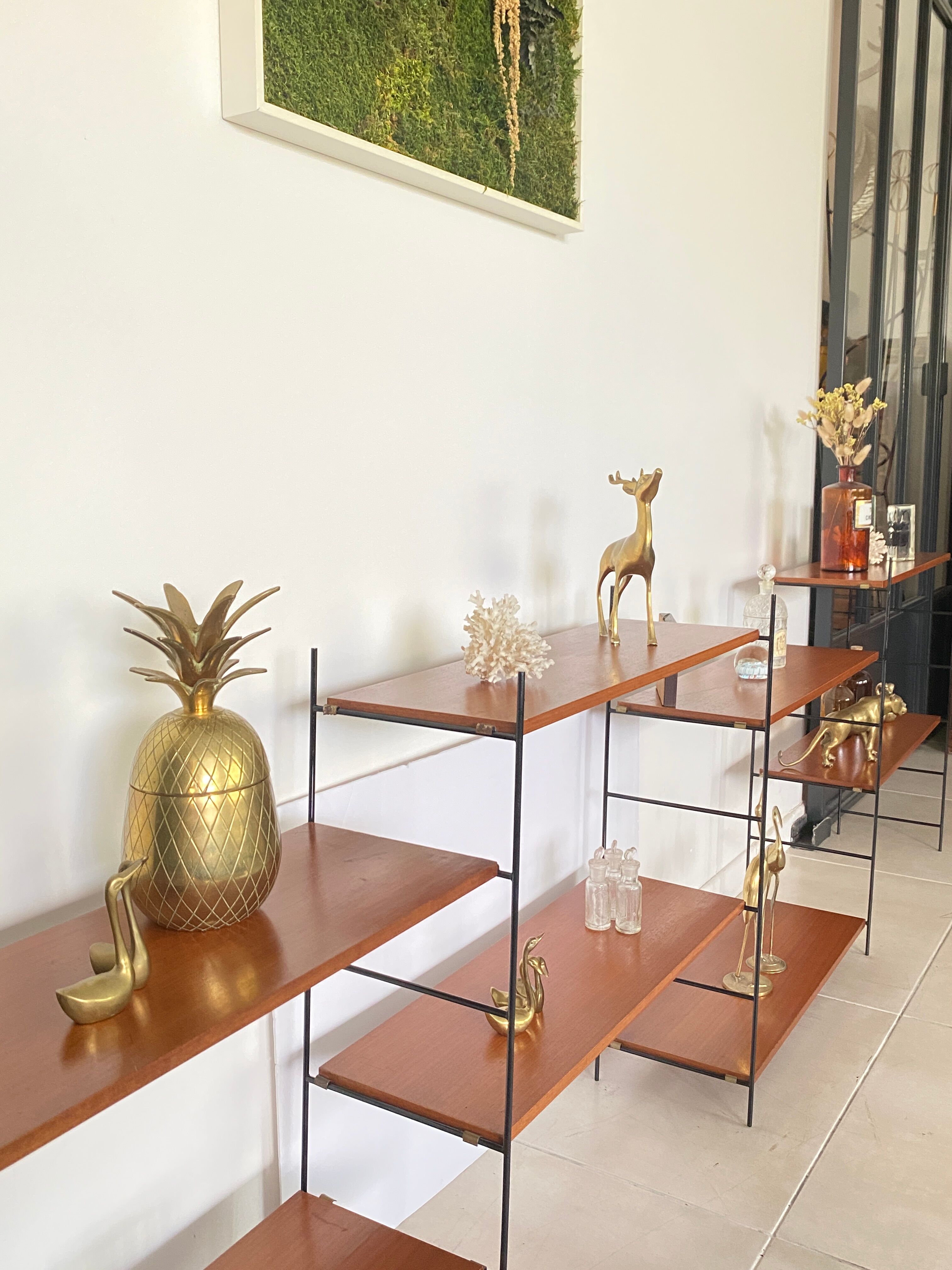 Vintage wooden string shelves