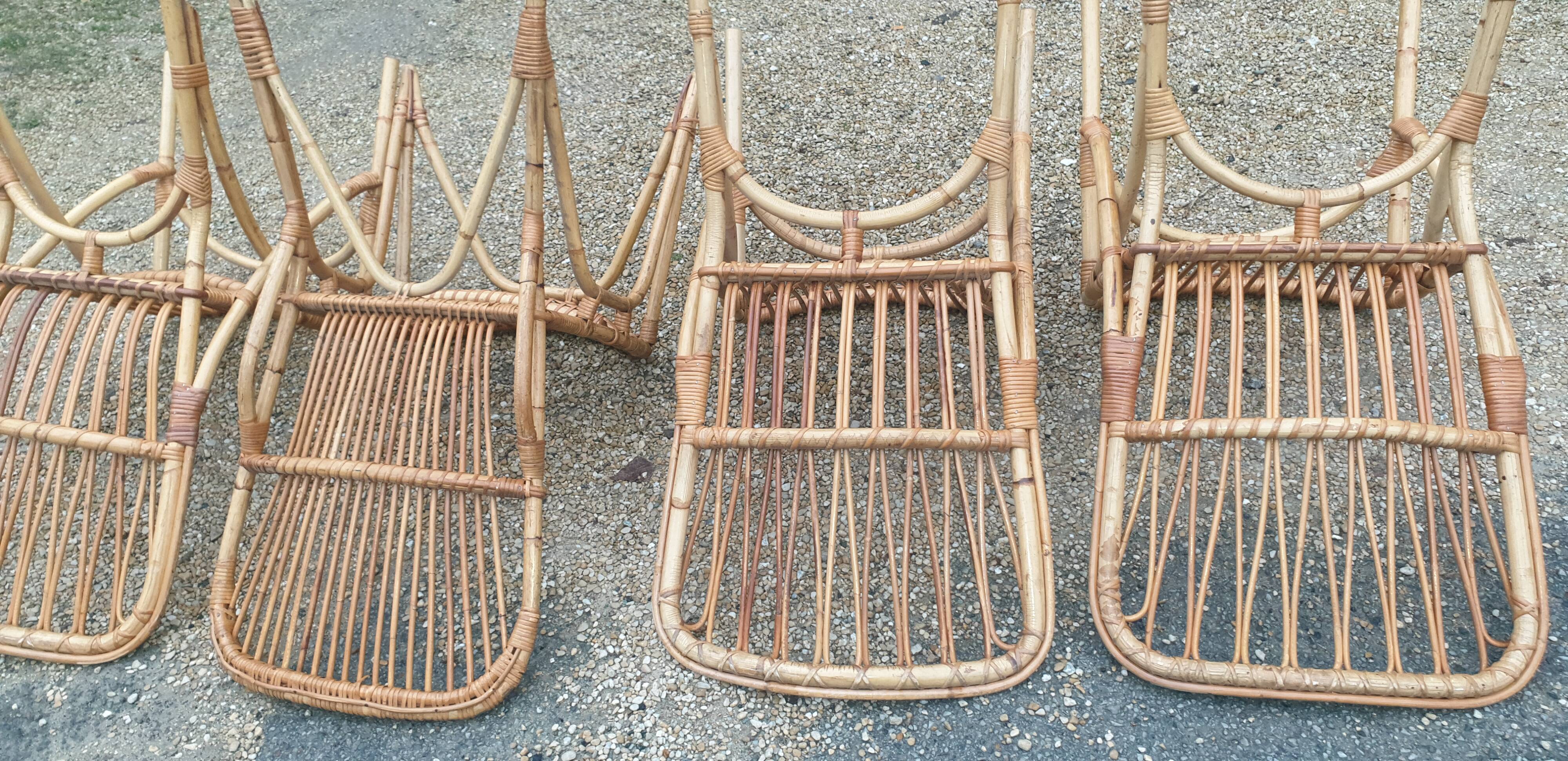 4 sixties/seventies bamboo chairs