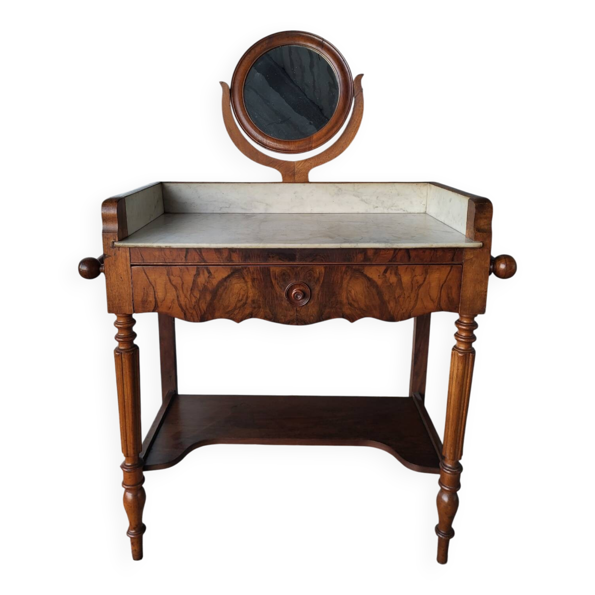 Antique marble and solid wood dressing table