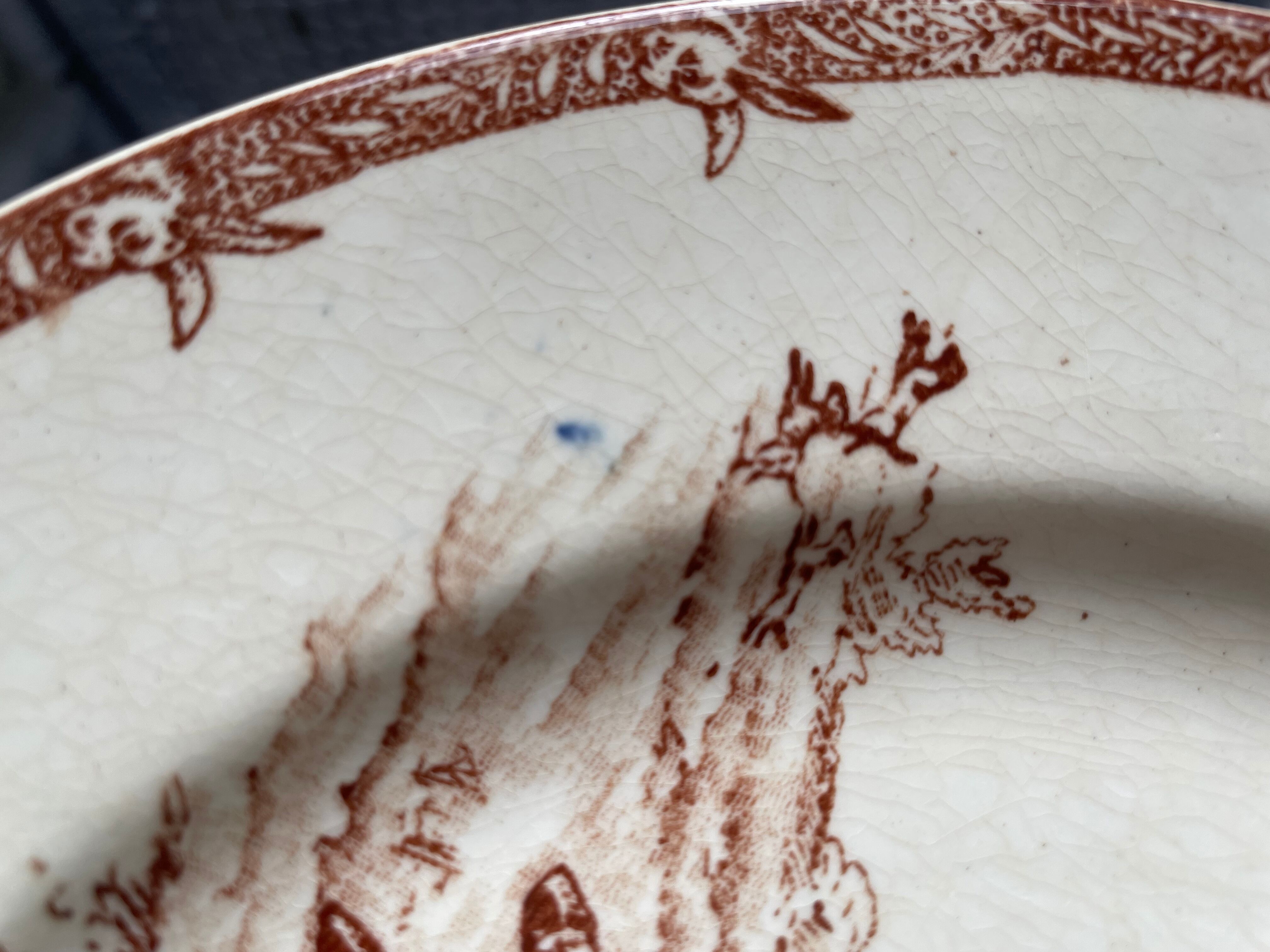 Flat plates iron earth hunting scene vieillard