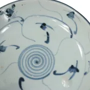 Chinese blue and white dish with spiral lotus decoration – Fujian, c.1800