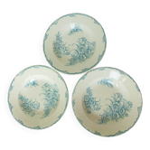 3 assiettes creuses vintage en terre de fer de L&G modèle Oeillets 220524