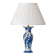 Table Lamp 'Chinoiserie' Blue and White from Delft, 1978, New Silk Shade