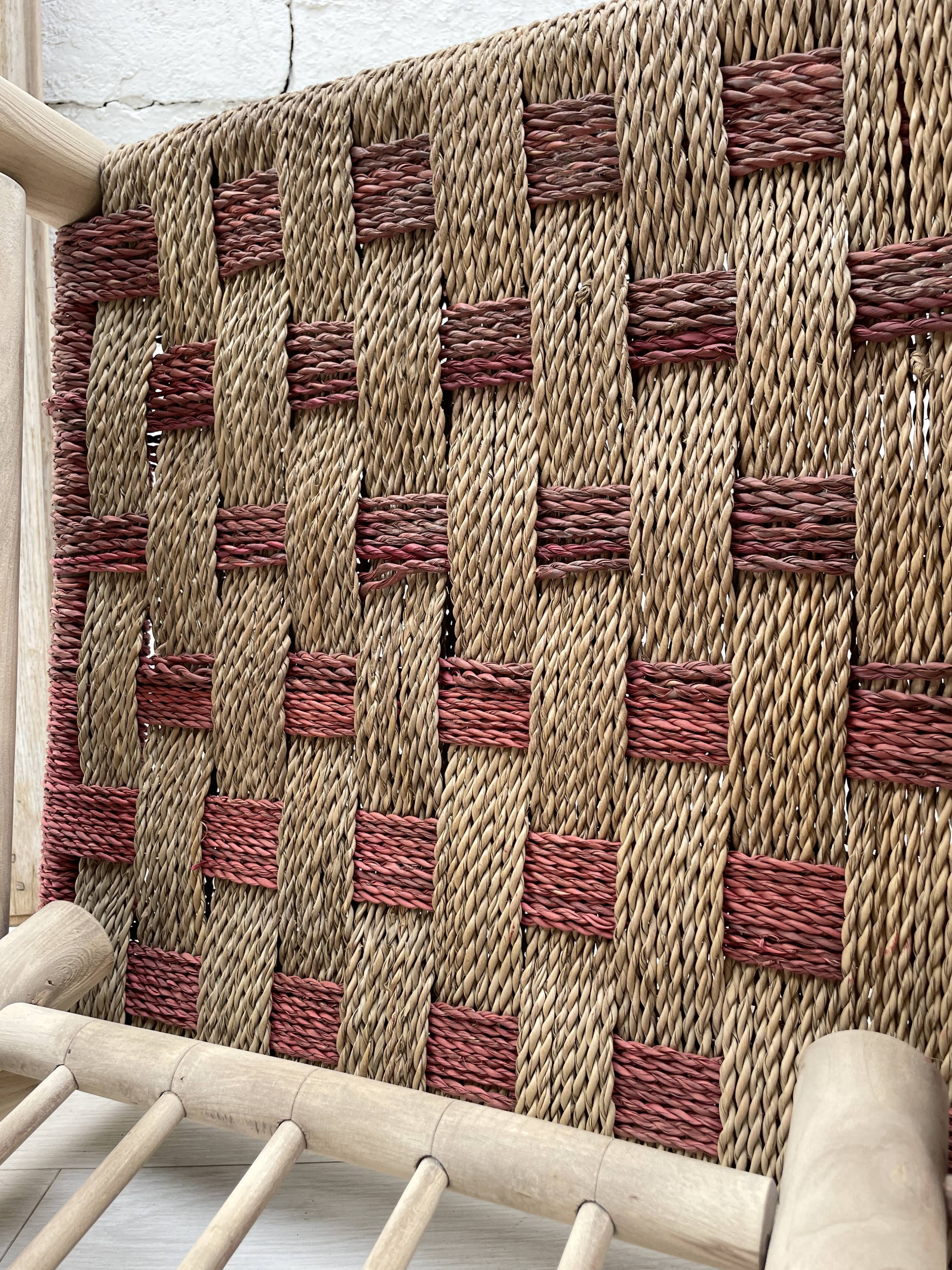 Pair of wooden armchairs and ropes