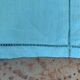 Large pillowcase, cotton linen, emerald blue tinted, border with openings, old
